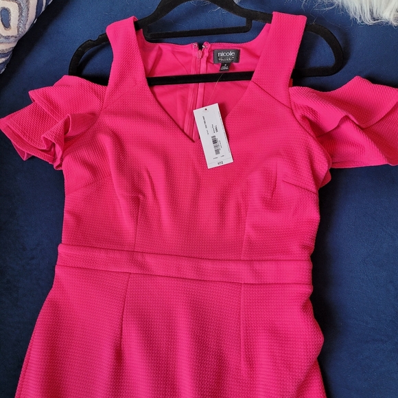 Nicole Miller Small Dress Hot Pink - Picture 3 of 6